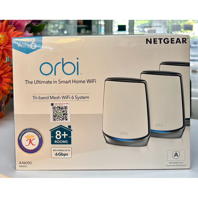 Netgear Orbi RBK853-100EUS NETGEAR RBK853 Orbi Tri-Band WiFi 6 Mesh WiFi System AX6000
