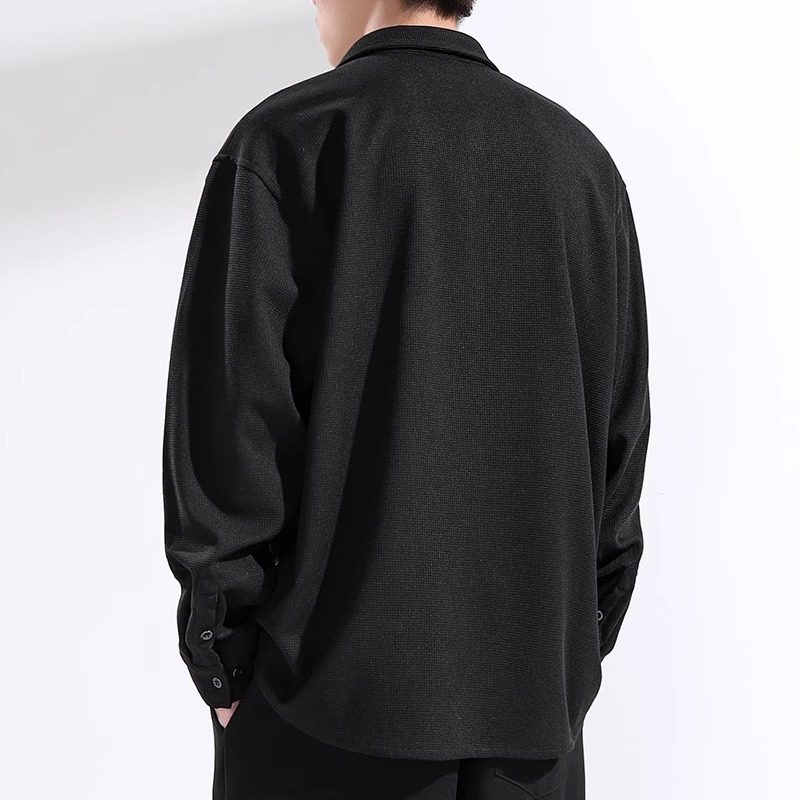 🔥45-112KG🔥เสื้อคนอ้วน เสื้อผู้ชายไซส์ใหญ่ ผ้าฝ้ายนิ่ม ลายวาฟเฟิล แบบเรียบง่าย ผ้านุ่มไม่เปลี่ยนรูปทรง