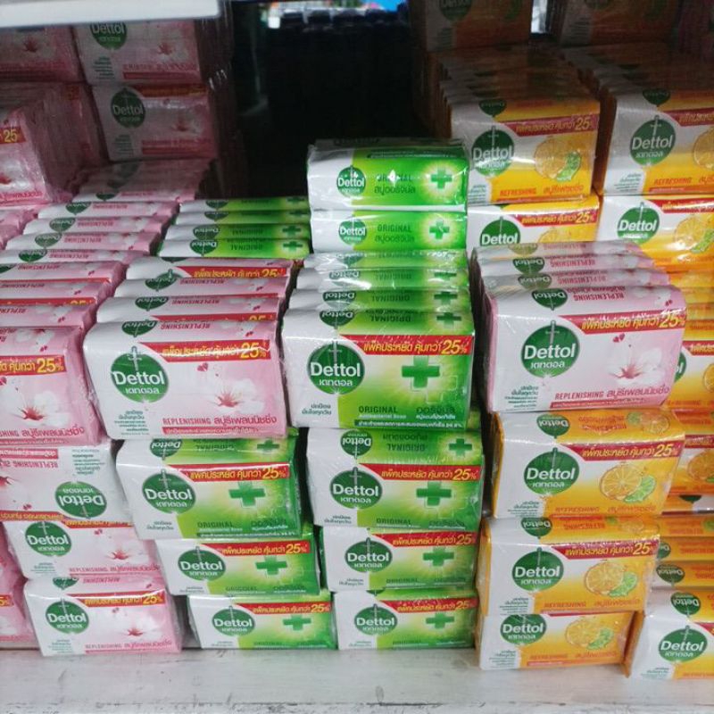 เดทตอล สบู่ ขนาด 100กรัมต่อก้อน ยกแพ็ค แพ็คละ4ก้อน +++Dettol Soap 100g/pack 4each/pack+++
