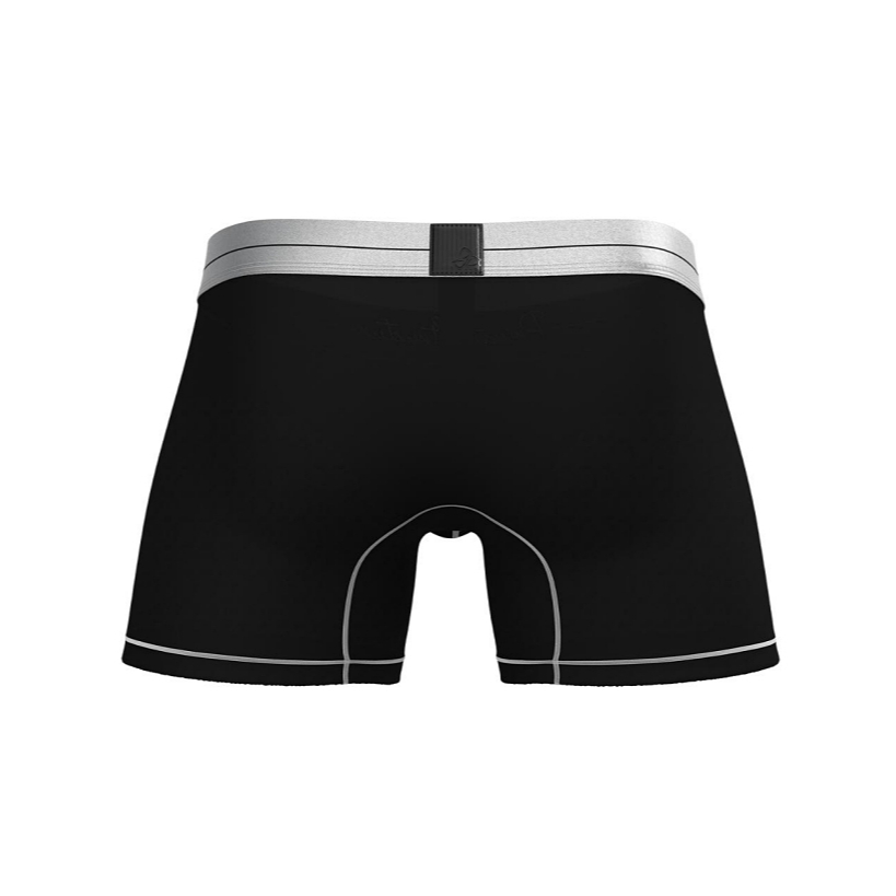 Private Structure กางเกงชั้นในชาย รุ่น Tencel Mid Waist Boxer Brief - White Mix Velvet Black [4381]