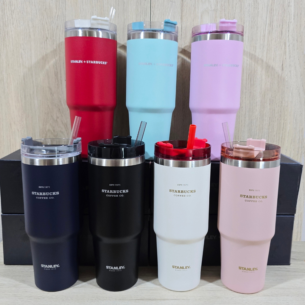 แก้วน้ำ 30oz/900ml กระติกน้ำ แก้วสแตนเลส304 แถมหลอดพร้อมฝา เก็บร้อน-เย็น แก้ว Stanley Tumbler 20ออน