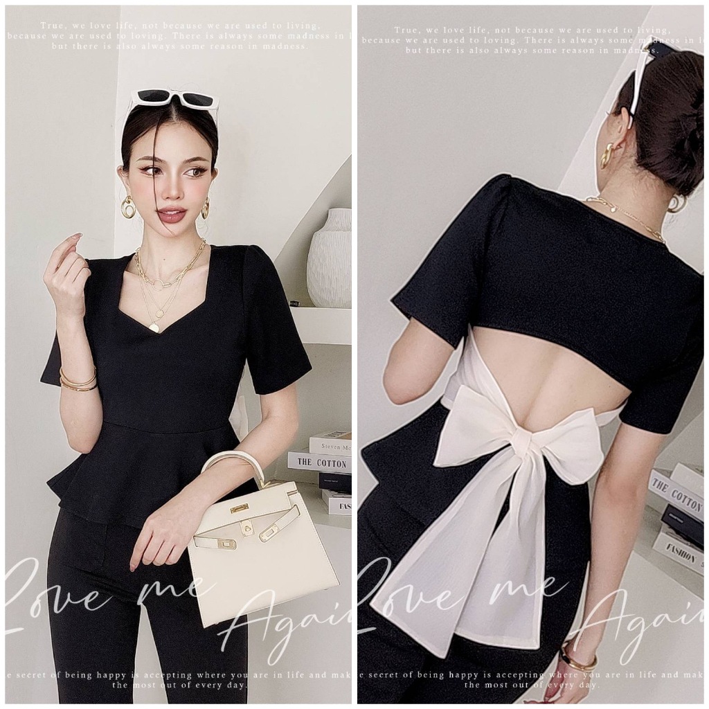 #CottonCandy #New Gress Nano Top #เสื้อเข้ารูปผ้าเด้งยืด ผ้ายืดเนื้อดี​พรีเมี่ยมกระชับหุ่น ดีเทลผูกโบว์ด้านหลัง​