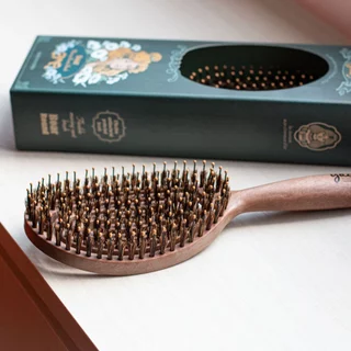 YAO Moving Round Boar Brush หวีขนหมูป่าแท้ สำหรับบำรุงเส้นผมให้เงางามเป็นธรรมชาติ ขนาดกลาง สำหรับผมทุกแบบ