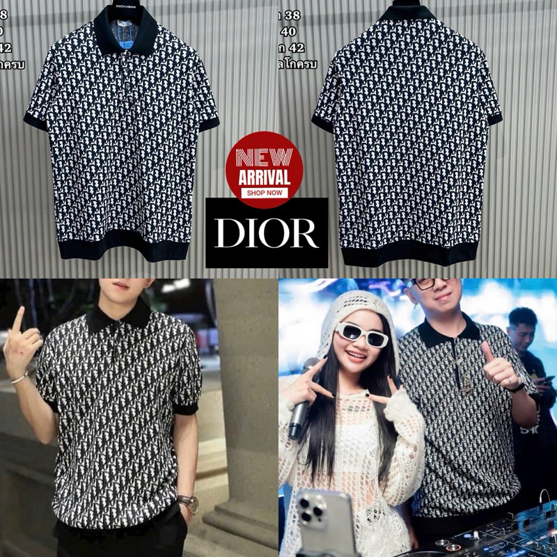 Dior Monogram Basic Polo 👕 Hiend 1:1 เสื้อโปโลแขนสั้นคอปก cotton 💯