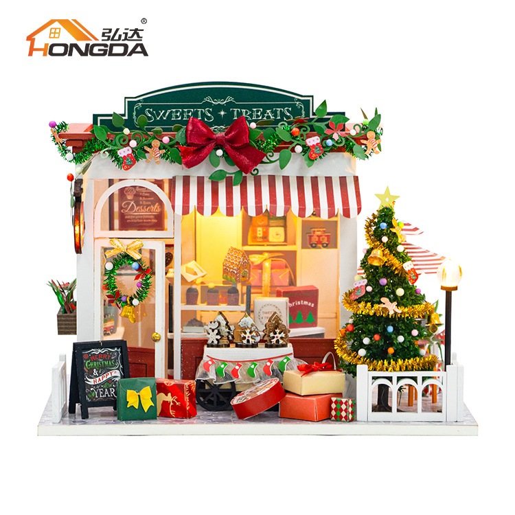Hongda diy รุ่น Sweets & Treats PC2319 พร้อมฝาครอบกันฝุ่น บ้านตุ๊กตา บ้านจิ๋ว DIY Dollhouse