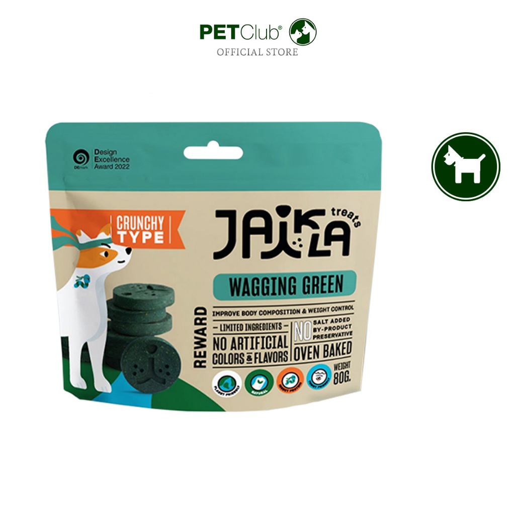 [PETClub] JAIKLA ขนมสุนัขเพื่อสุขภาพ สูตร WAGGING GREEN ควบคุมน้ำหนัก ช่วยเผาผลาญไขมันส่วนเกิน 80g.