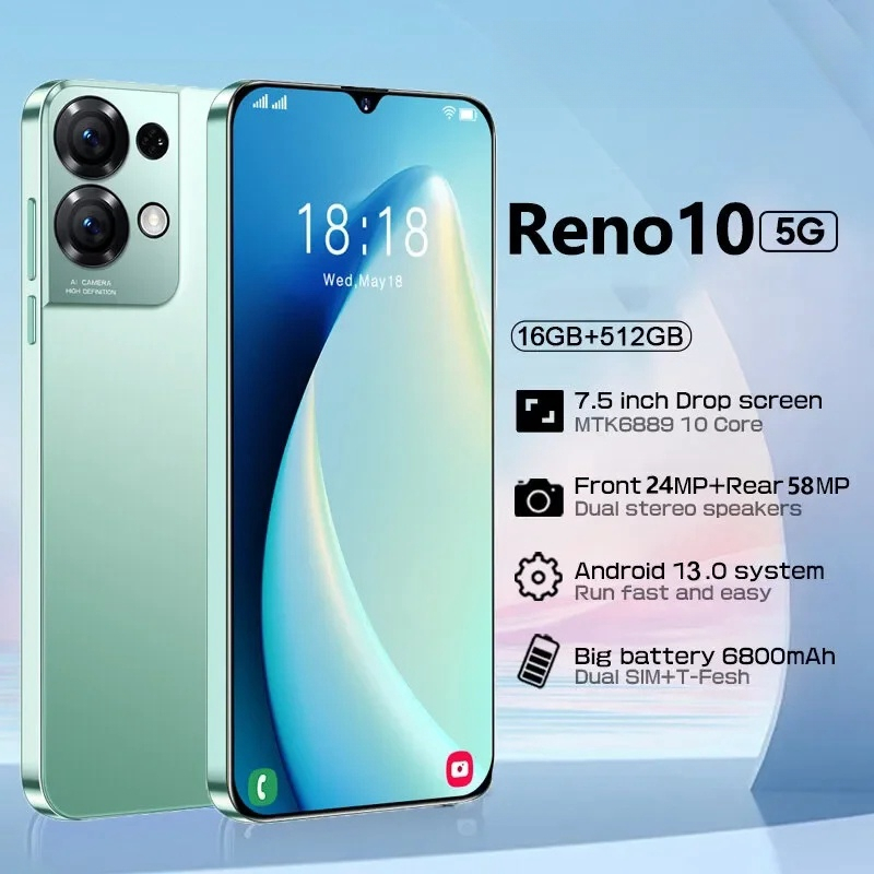 Rone10 5G Mobile phone 7.5inch รองรับ2ซิม 4G/5G 16GB+512GB Android13.0 โทรศัพท์สำหเกม สมาร์ทโฟน
