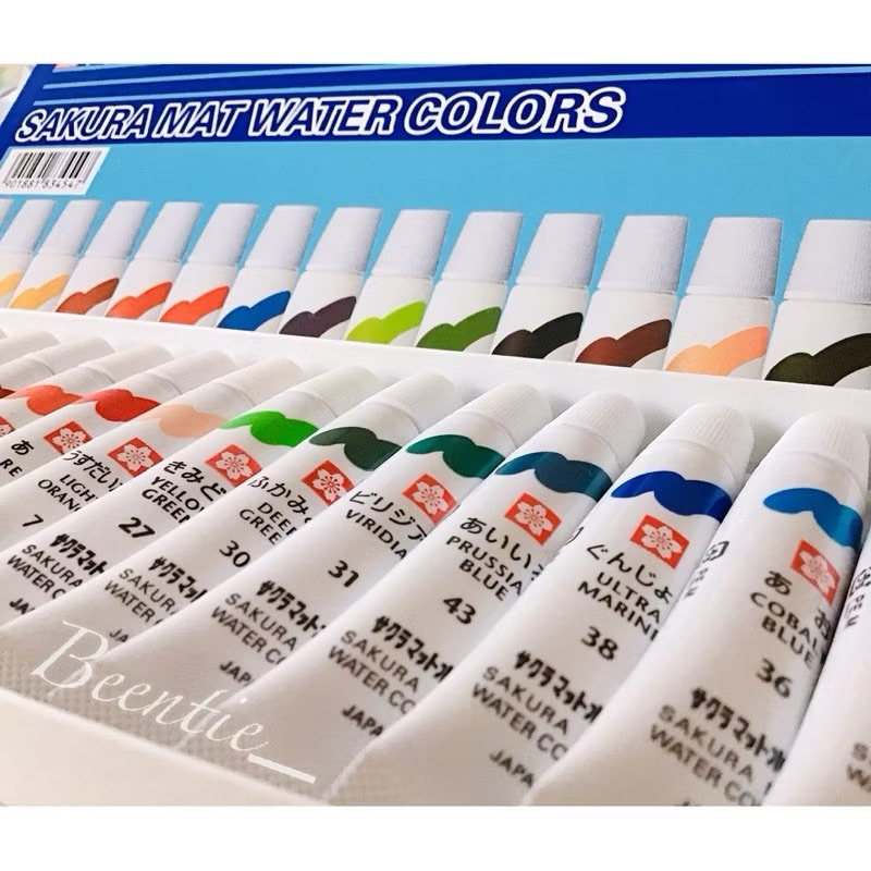 สีน้ำซากุระ Sakura mat water color 18 สี บีบใส่แพน 2 ml.  ‼️มีสีขาว‼️
