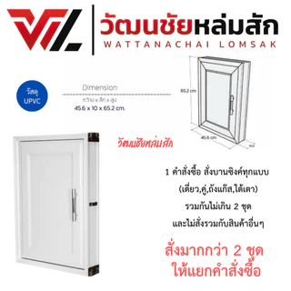 CB บานซิงค์ เดี่ยว UPVC สีขาว หน้าบานทึบ พร้อมวงกบและมือจับ กว้าง45.6/สูง65.2/ลึก10ซม.