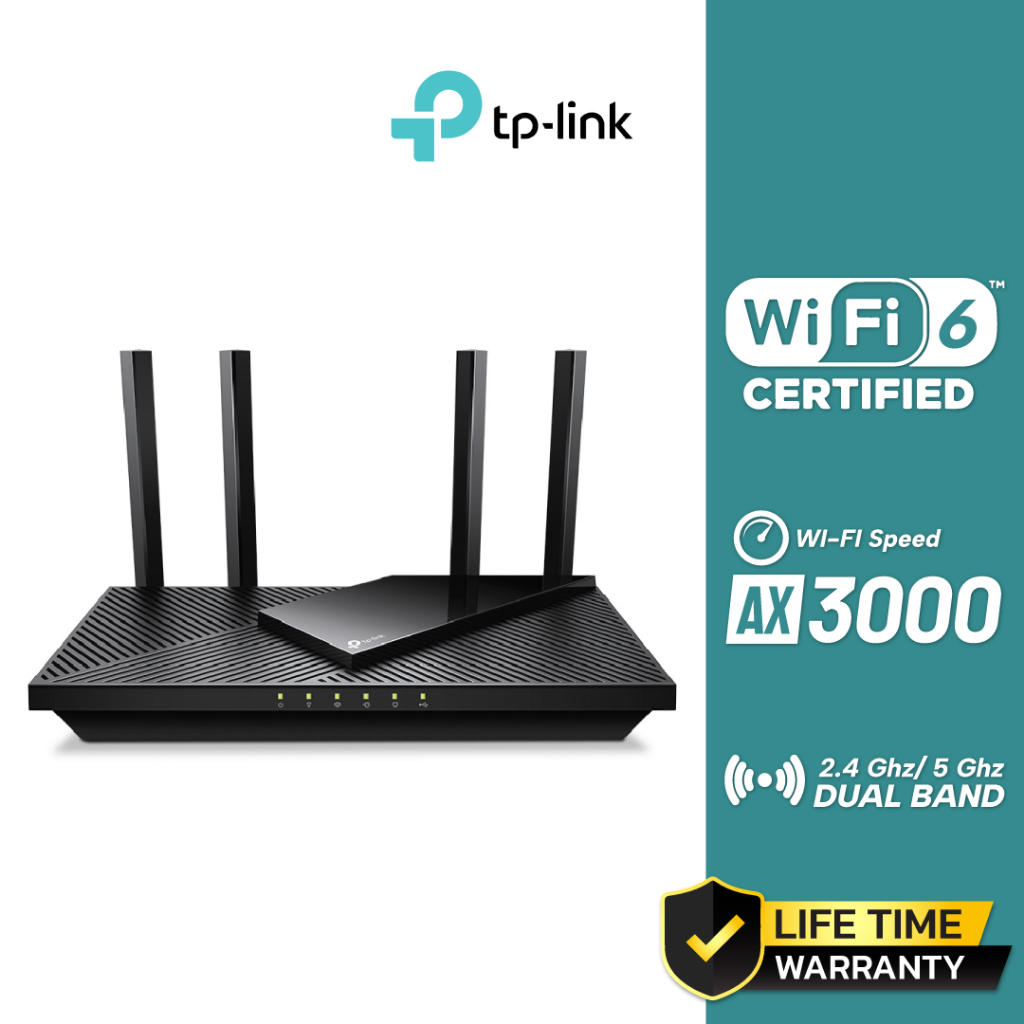 TP-Link AX3000 Dual Band Gigabit Wi-Fi 6 Router รุ่น Archer AX55