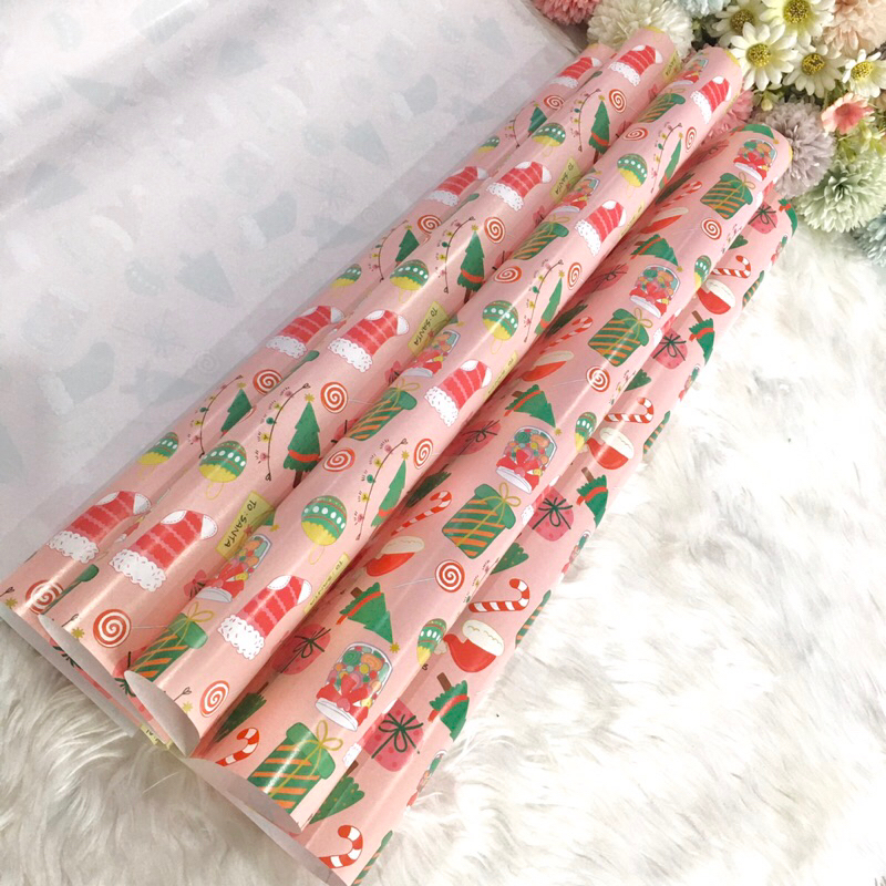 กระดาษห่อของขวัญอาร์ตมัน ขายขั้นต่ำ 5 แผ่น ลายถุงเท้าชมพู กลุ่ม 01 ลายคริสต์มาส ราคา ถูกที่สุด ดีลบีเคเค แกลเลอรีภาพที่ 3