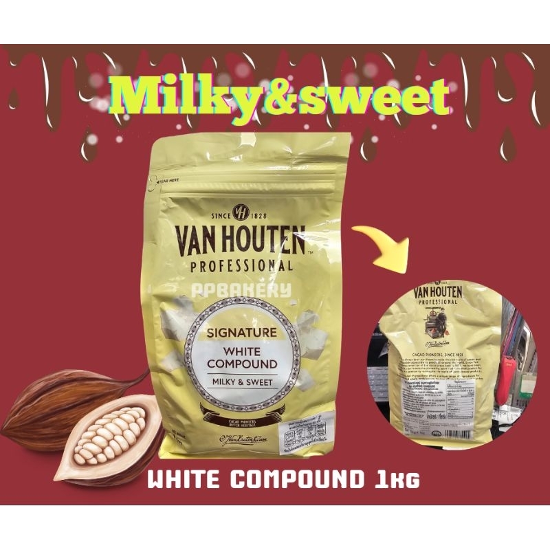 มิวกี้สวีท ไวท์ช็อกโแกล็ต คอมพาวด์ตรา แวนเฮาน์เต้น 1กก. /Van Houten Milkty&sweet WhiteCompound (Coin) 1kg