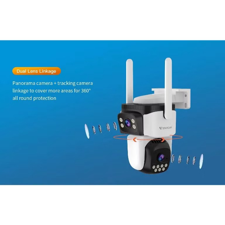 VSTARCAM CG621DR 4G SIM / CS621DR WiFi กล้องวงจรปิดไร้สาย ความละเอียด 4MP (1080p)+(2 เลนส์กล้อง) ภาพสี Ai + ตรวจจับคน