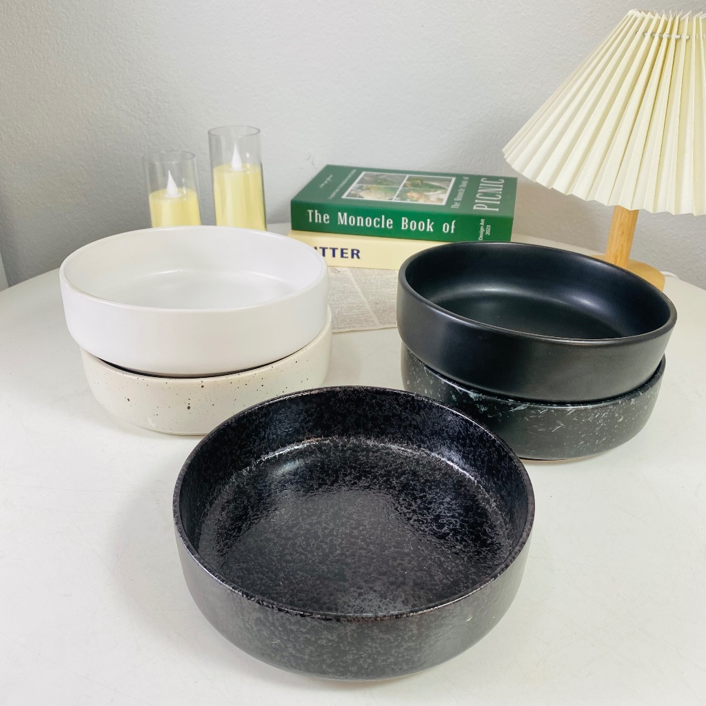 Stone Bowl สไตล์มินิมอล ชามทรงปิ่นโต  ชามโยเกิร์ต ทรงขอบสูง ถ้วยคาเฟ่ ลายหินอ่อน