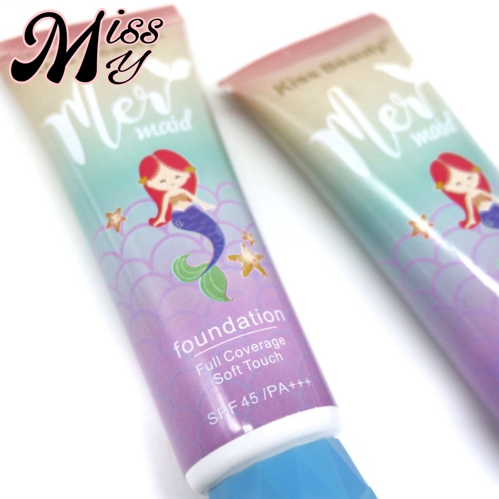 Kiss Beauty Mermaid Full Cover Foundation ครีมรองพื้นกันแดด เรียบเนียน ปกปิดเป็นธรรมชาติ SPF45 PA+++