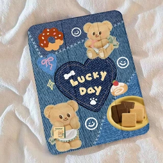 🚀จัดส่งทันที🚀เคสไอแพด ผ้าเดนิม Pro13 Air8 Gen11 Air7/6 ButterBear เคส iPad อะคริลิคหมุนได้ 360 mini7