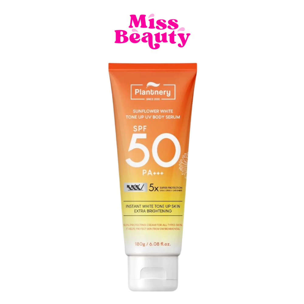 (หลอด) Plantnery Sun Flower Body Sunscreen แพลนท์เนอรี่ ซันฟลาวเวอร์ ไวท์ โทนอัพ บอดี้ เซรั่ม SPF50 PA+++ 180g.