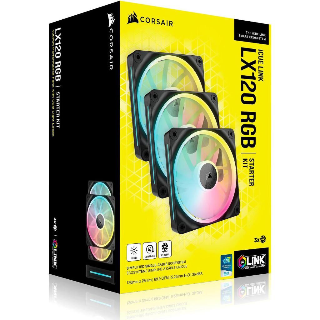 CORSAIR LX RGB Series, iCUE LINK LX120 RGB, 120mm Fan Triple Pack Black CO-9051026-WW
