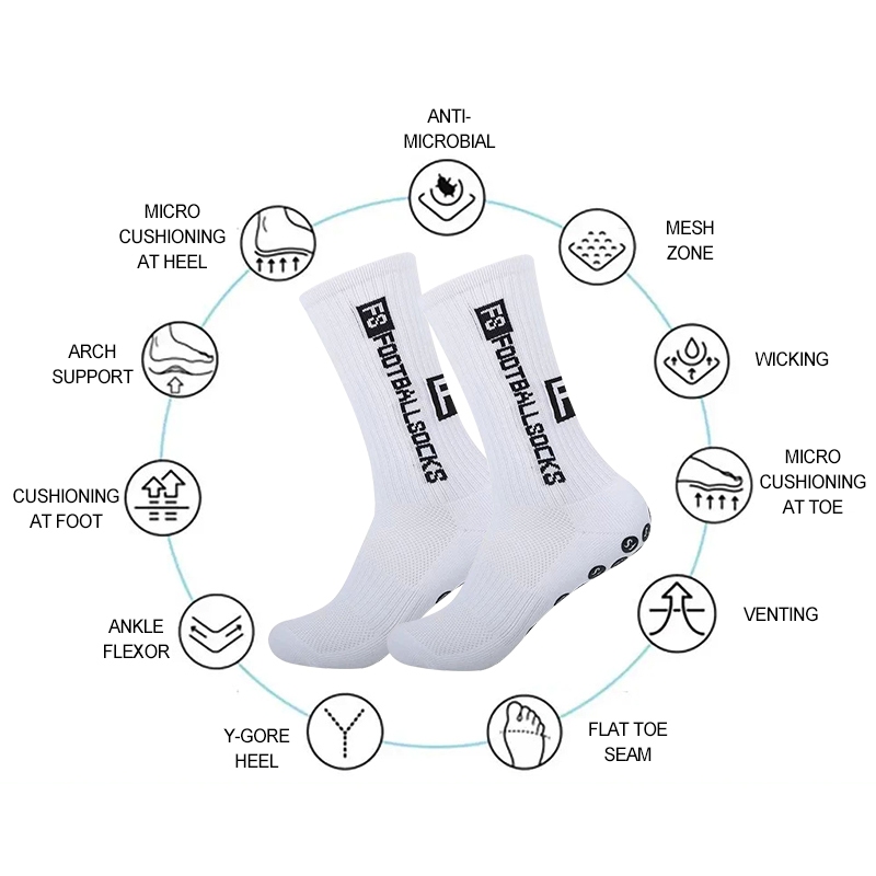 ถุงเท้า สําหรับฟุตบอล/บาสเกตบอล/วิ่ง กันลื่น ซับเหงื่อ ถุงเท้ากีฬา ข้อกลาง ฟรีไซส์ 36-44 ผู้ชาย/ผู้หญิงใส่ได้