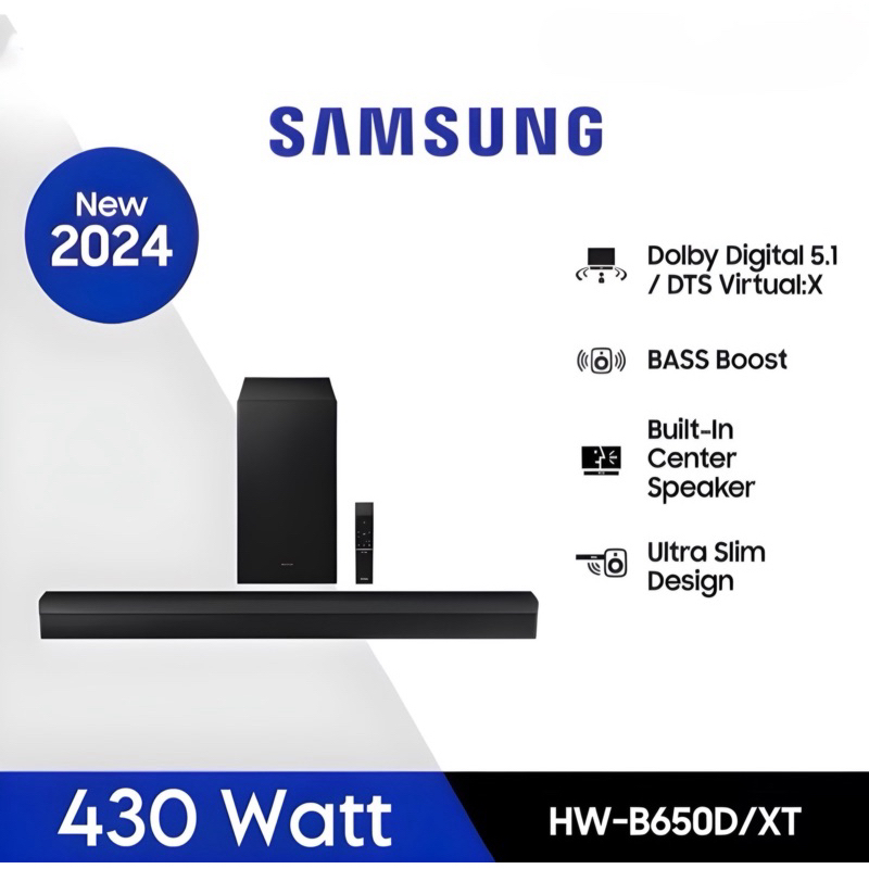 SAMSUNG Soundbar ชุดลำโพงซาวด์บาร์ รุ่น HW-B650D/XT (NEW2024)