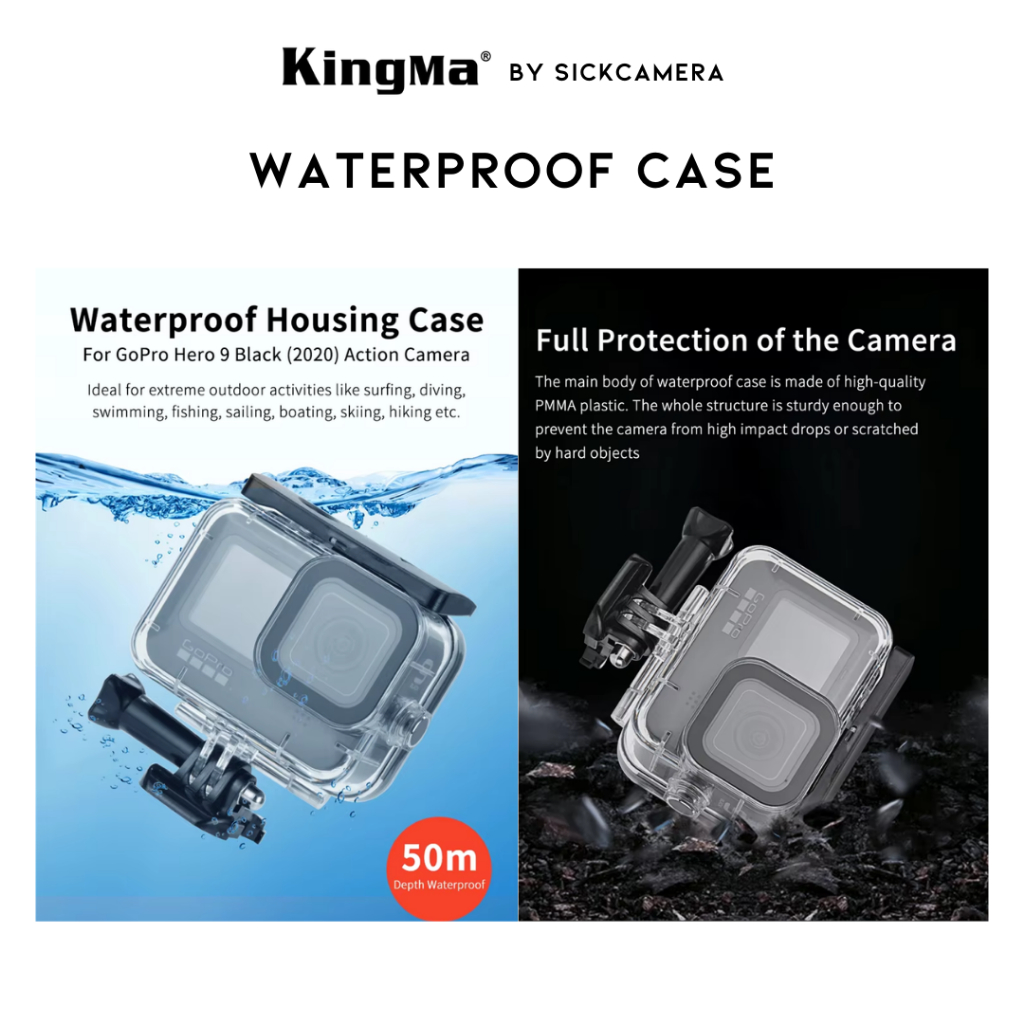 Kingma protective frame GoPro Hero 13/12/11/10/9 เคสกันน้ำ เคสพลาสติกกันกระแทก เคสซิลิโคน ฝาปิดแบต