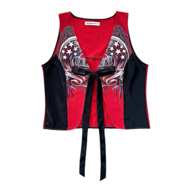 เสื้อกั๊กโบว์ Bow vest สีแดง #งานCustom #งานDiy