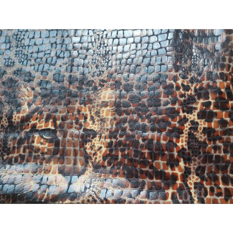 ผ้าลายเสือ เลียนแบบหนังแท้ อัดลายเสือ 3มิติ เกรดพรีเมืี่ยม(90*125เซน)สำหรับงานตกแต่ง diy