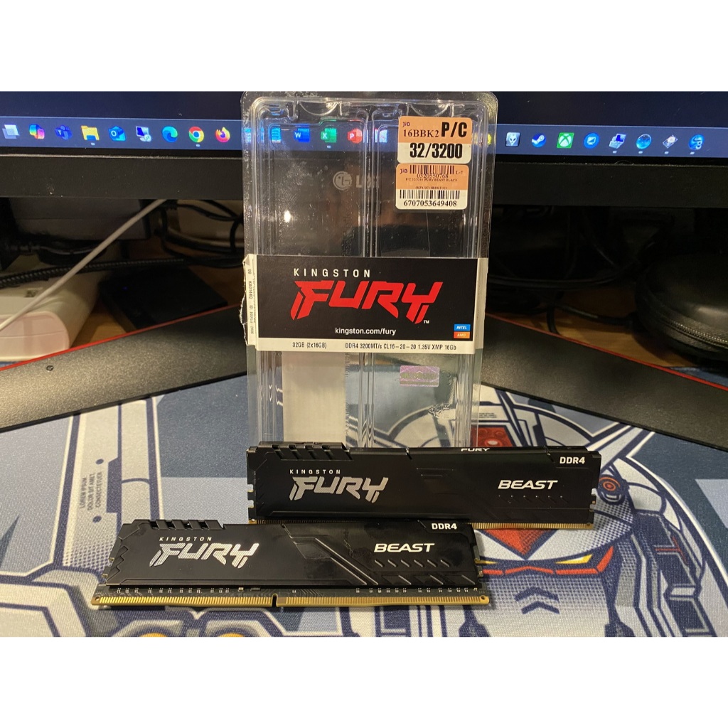Ram KINGSTON FURY BEAST DDR4 3200MHz 32GB (16GBx2) มือสอง ใช้งานปกติ