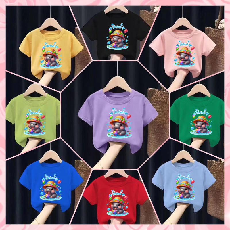 Hot2025 เสื้อยืดเด็กพิมพ์ลายการ์ตูน วันสงกรานต์ Songkran Festival ผ้าฝ้าย Pattern 830