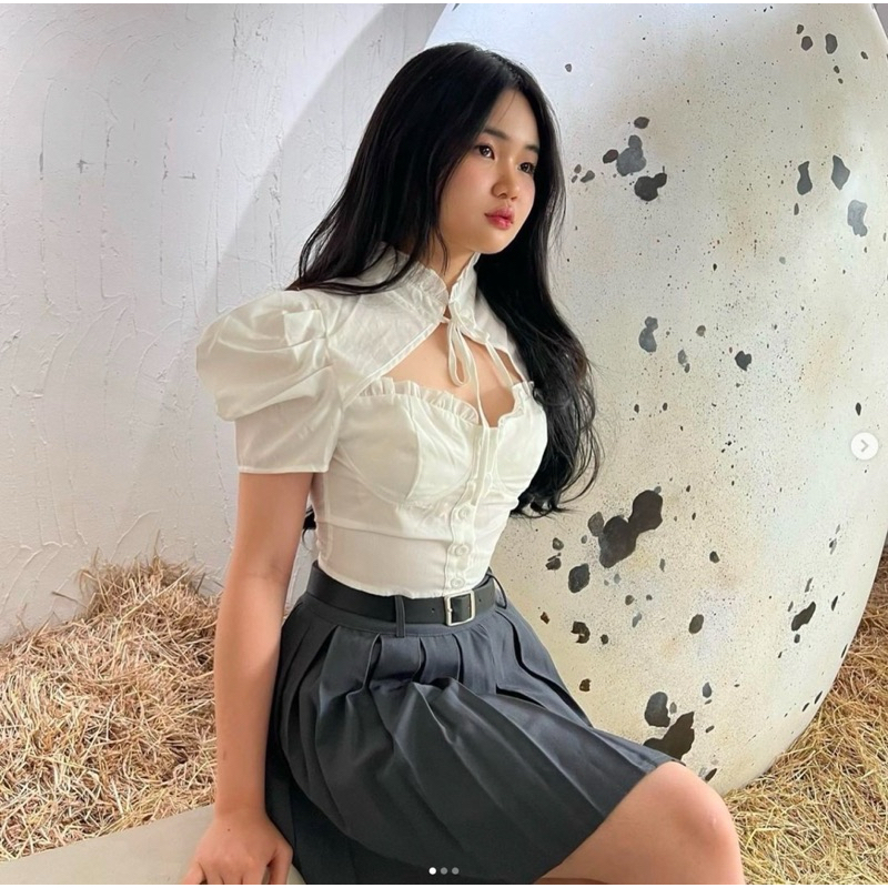 (ใช้โค้ดลด video ได้) กระโปรง laayhouse สีเทาเข้ม ไซส์ L มีเข็มขัดให้