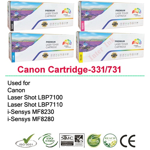 ตลับหมึก Canon Cartridge-331 / Cartridge-731 (สีดำ/ สีฟ้า/ สีเหลือง/ สีแดง) Full Color