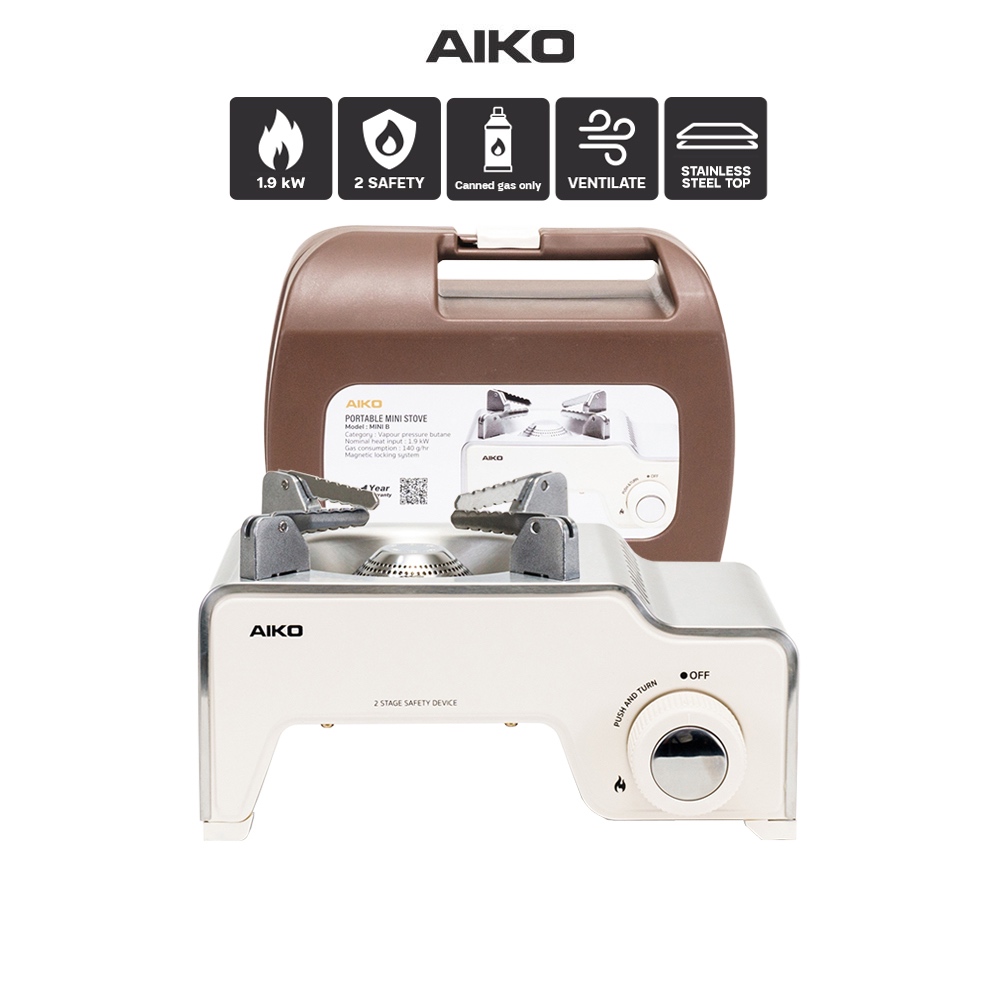 AIKO MINI-B-W สีขาวไวท์   เตาแก๊ส 1.9 kw moka pot portable mini stove เตาแก๊สแค้มปิ้ง