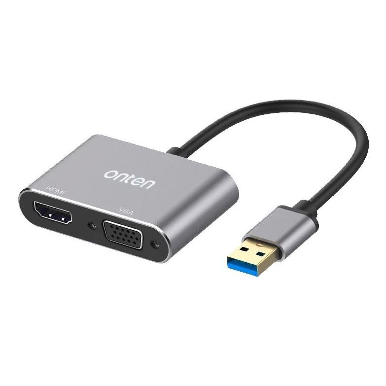 ONTEN 2in1 ตัวแปลงสัญญาณ USB3.0 ออก HDMI+VGA onten รุ่น #OTN-5201B OTN5201B