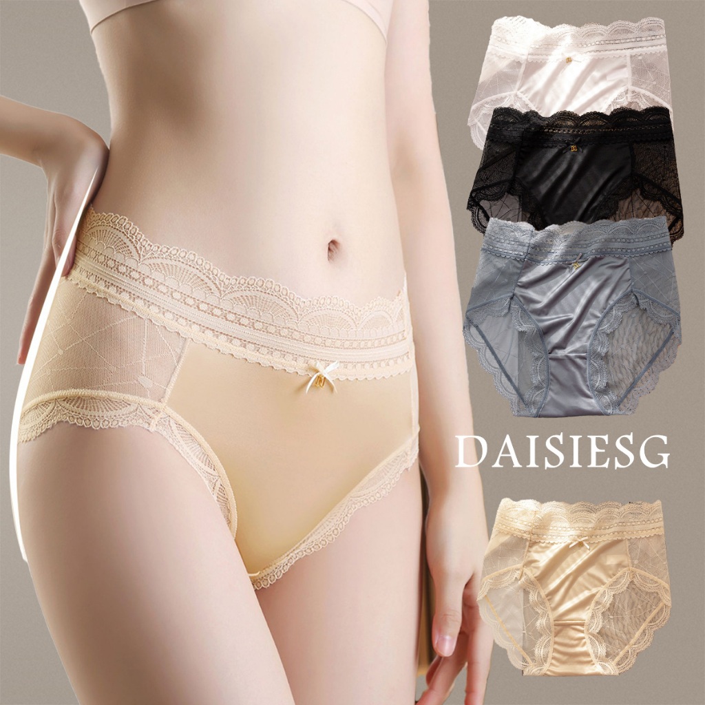 Daisies_G กางเกงในลายลูกไม้บางเบา ระบายอากาศได้ดี เอวสูง มีหลายสีให้เลือก I46