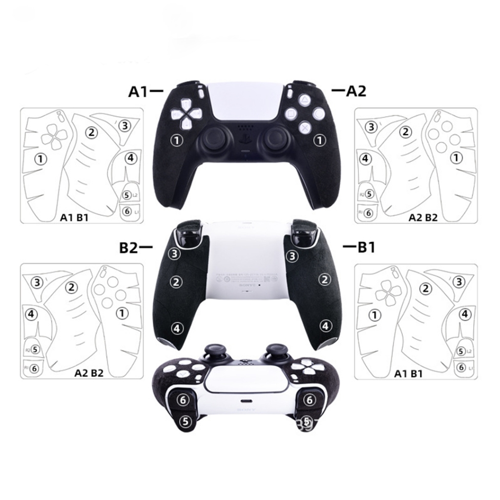 สติ๊กเกอร์กันลื่น หนังไฟเบอร์ ดูดซับเหงือ จอย PS5 / PS4 / Duansense Edge บาง ไม่ทิ้งคราบ
