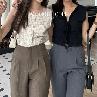 SRN-01 | กางเกงทรงกระบอกเล็ก ขอบซ่อนด้านในตัว-ซิปหน้า (S-3XL)