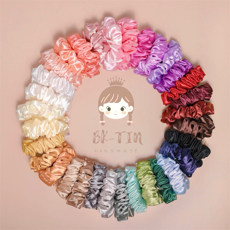 ยางรัดผม •BK-TIN HANDMADE• ผ้าซาติน 🌈 Size M , Mini