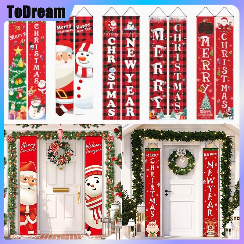 ลายซานตาคลอส ป้ายแบนเนอร์ สําหรับแขวนตกแต่งประตูบ้าน คริสต์มาส ปีใหม่ 2025 2026 ของขวัญปีใหม่