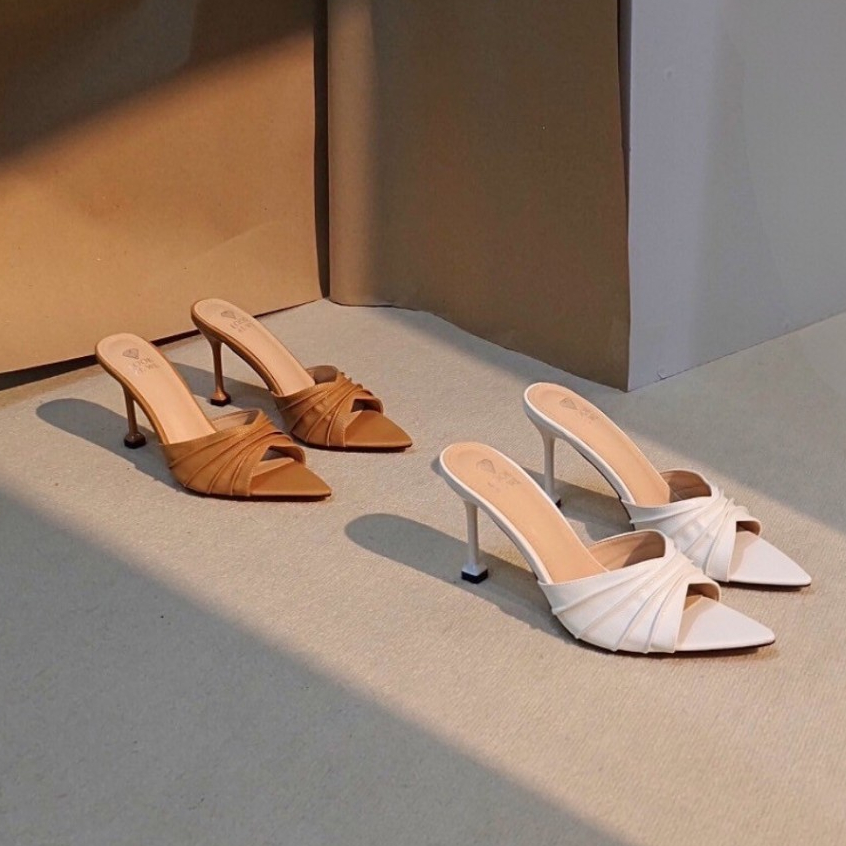 Helen heels - รองเท้าแตะส้นสูง หัวแหลม พื้นนุ่ม สูง 4 นิ้ว