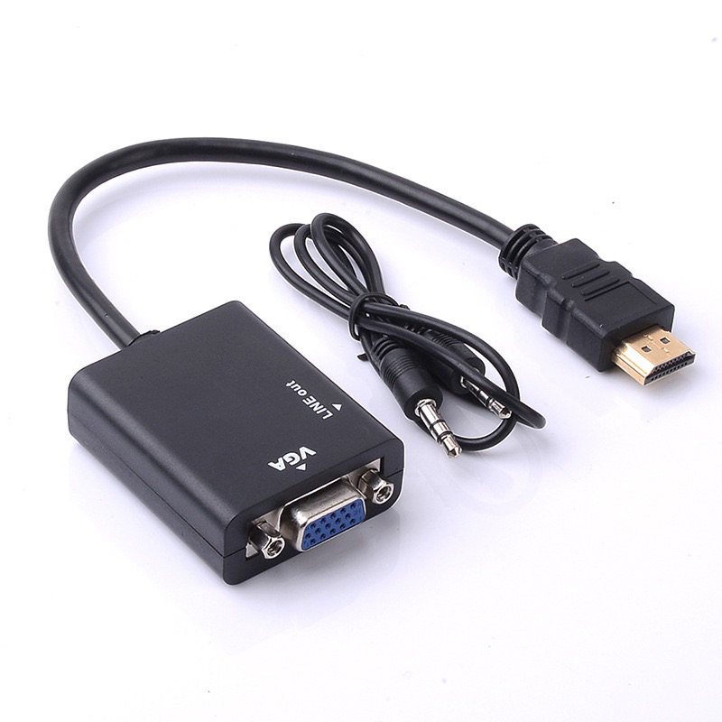 ตัวแปลง HDMI ตัวผู้ไป VGA 15P(ตัวเมีย) พร้อมสาย AUX 3.5 มิลลิเมตรแจ็ค Audio OUT