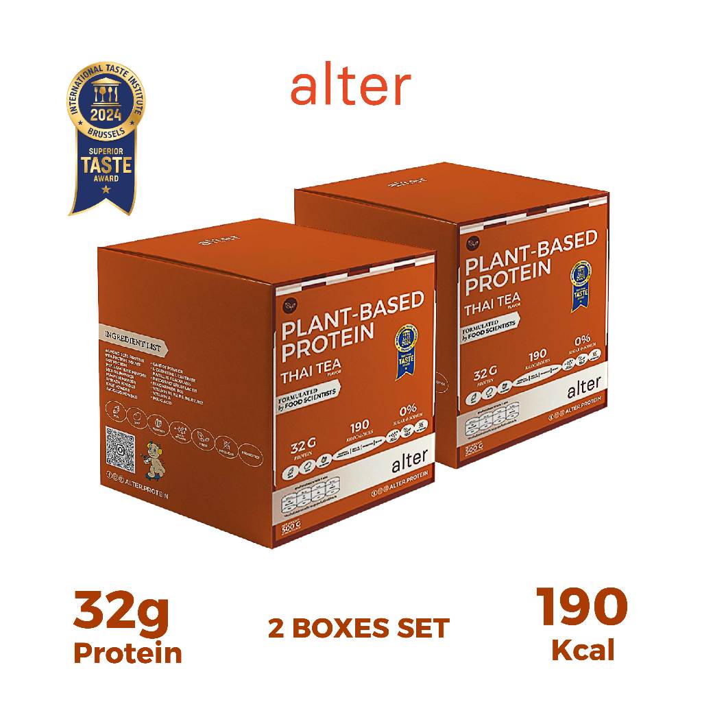 Alter Plant-Based Protein Thai tea ชาไทย ขนาด1กิโล 2กล่อง 20ซอง: โปรตีนพืช โปรตีน