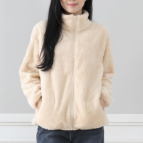 ccshop.เสื้อกันหนาว เสื้อคลุม มีซิป ผ้าขนแกะ หนานิ่ม สีพื้น ทรงหลวม สวมใส่สบาย