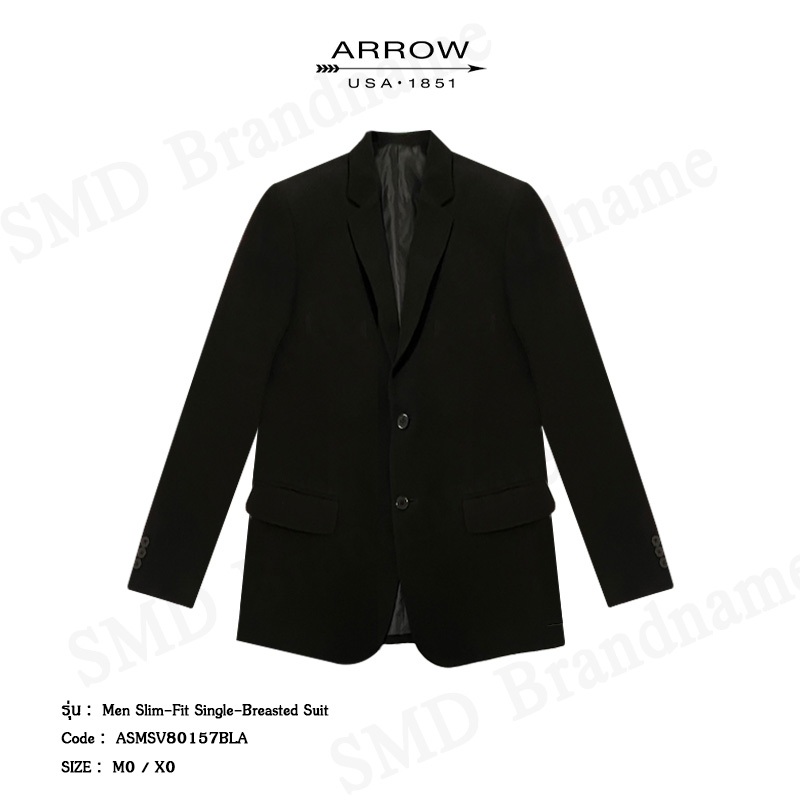 Arrow เสื้อสูท รุ่น Men Slim-Fit Single-Breasted Suit Code: ASMSV80157BLA