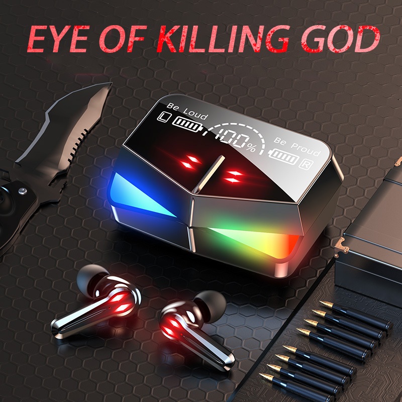 M28 ชุดหูฟังไร้สายสําหรับเล่นเกมบลูทูธพร้อมไมโครโฟน V5.3 หูฟัง RGB สีสันสดใสหายใจแสงหูฟังเพลงกันน้ํา