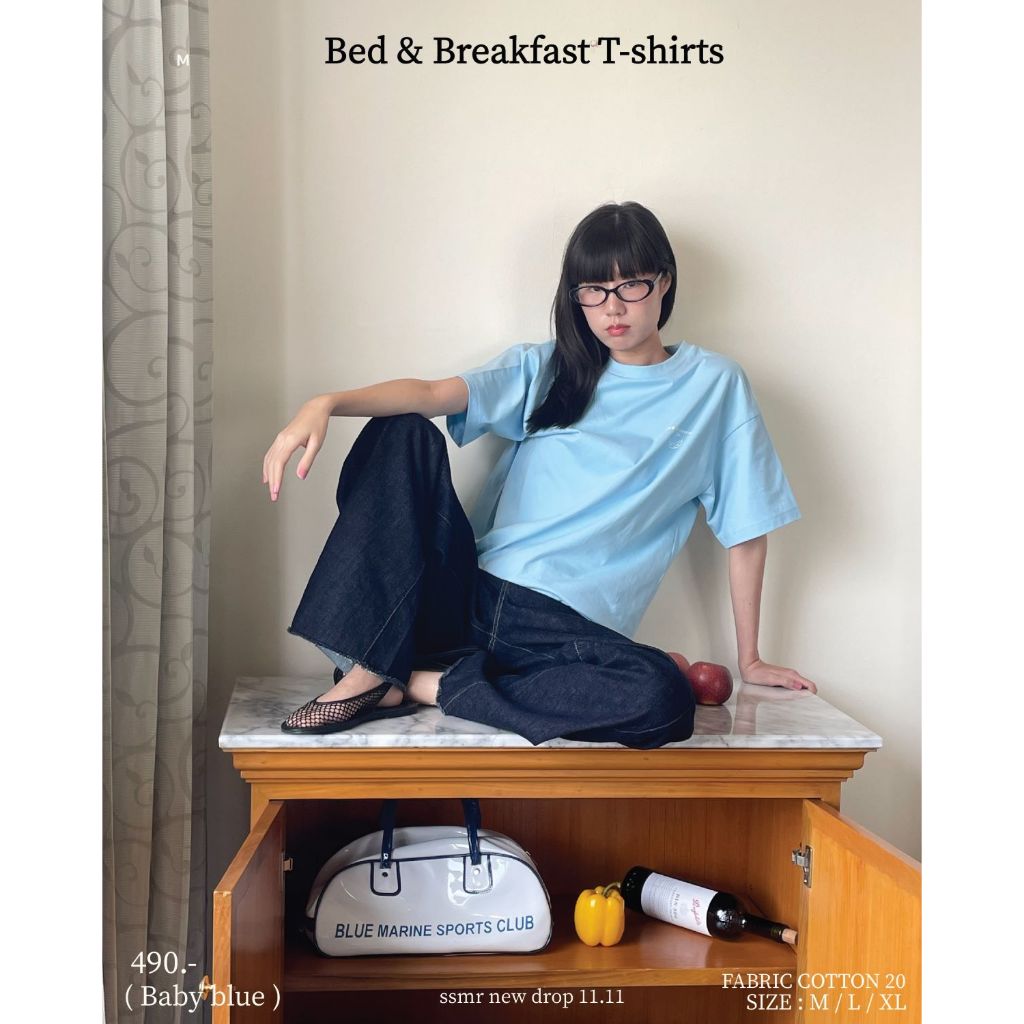 Summerstuff.marine - THE DAILY ROUTIN T-SHIRT ลาย BED & BREAKFAST เสื้อยืด คอกลม ผ้าคอตตอน เบอร์ 20