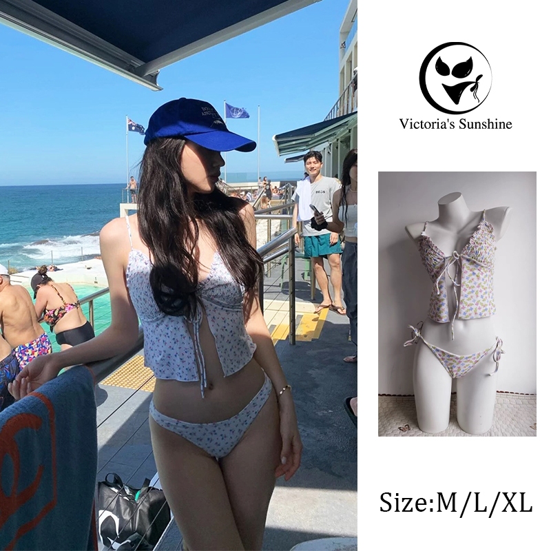 ส่งไวจากไทย ชุดบิกินี่ สายฝอ ทูพีช ชุดว่ายน้ําบิกินี่ ผูกเอว summer swim beach#0493