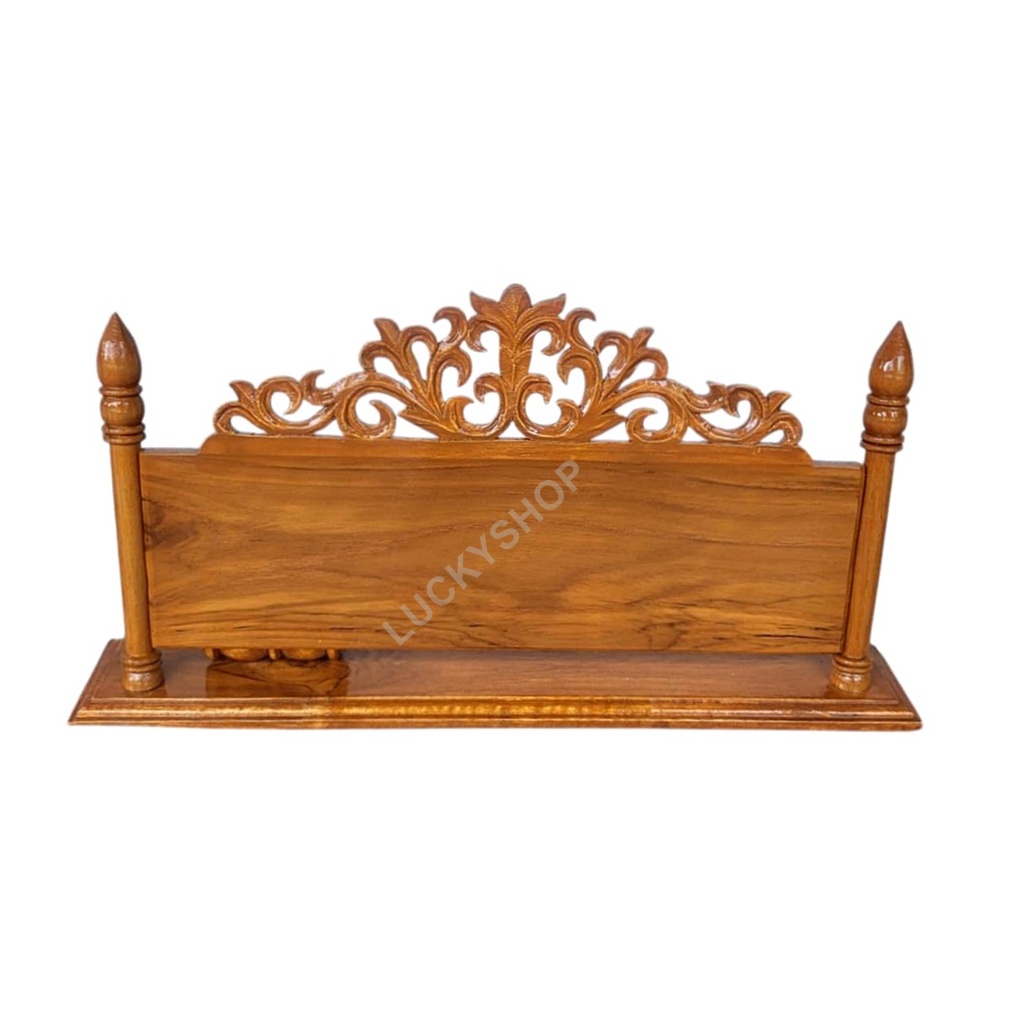 ป้ายไม้สักฉลุลายไทย แบบตั้งโต๊ะ ป้ายเปล่า ไม่มีข้อความ