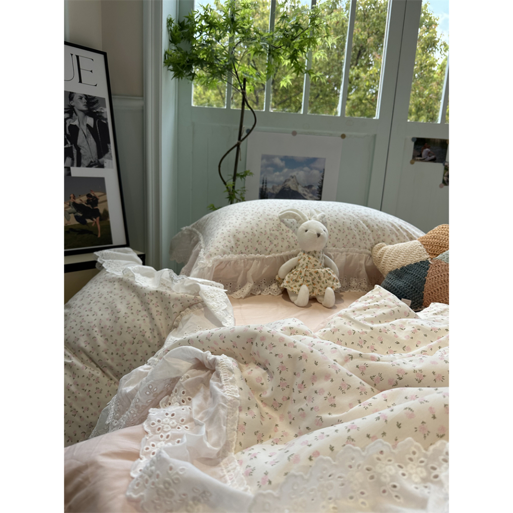 ผ้าปูที่นอน ผ้าฝ้าย 100% (รุ่น : กระโปรง+ผ้านวม) 16 ลาย