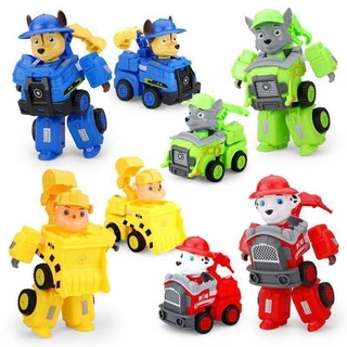 หุ่นยนต์รถทีม paw patrol ของเล่นเสริมการศึกษา สําหรับเด็ก การเปลี่ยนรูป รถของเล่น