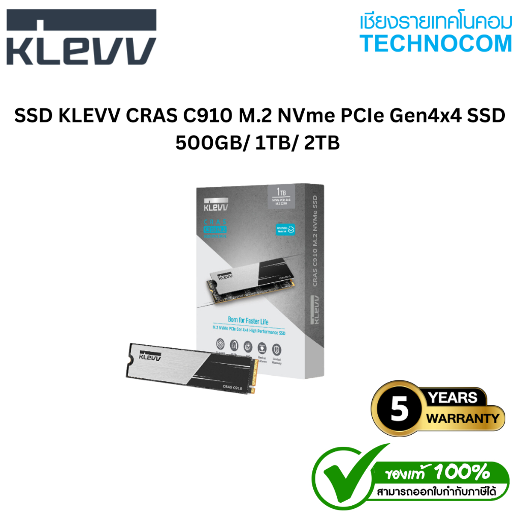 SSD KLEVV CRAS C910 M.2 NVme PCIe Gen4x4 SSD 500GB/ 1TB/ 2TB (ประกัน DORACOOL)